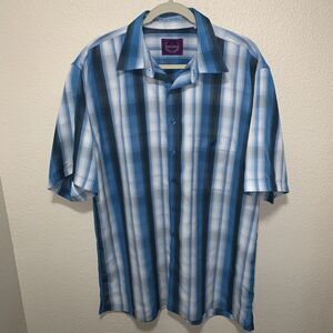 Bruno Men’s Button Down Shirt Size XLT Blue Plaid